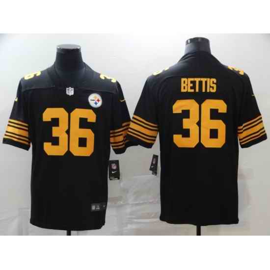 Nike Pittsburgh Steelers 36 Jerome Bettis Black Color Rush Limited Jersey